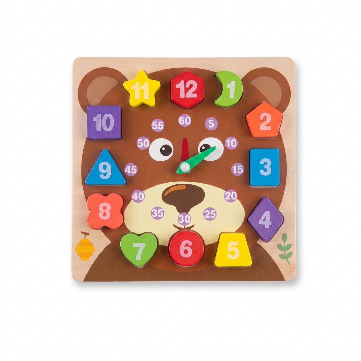Wooden Bear Shape Sorting Clock – The Fun Way to Master Time, Shapes & Numbers