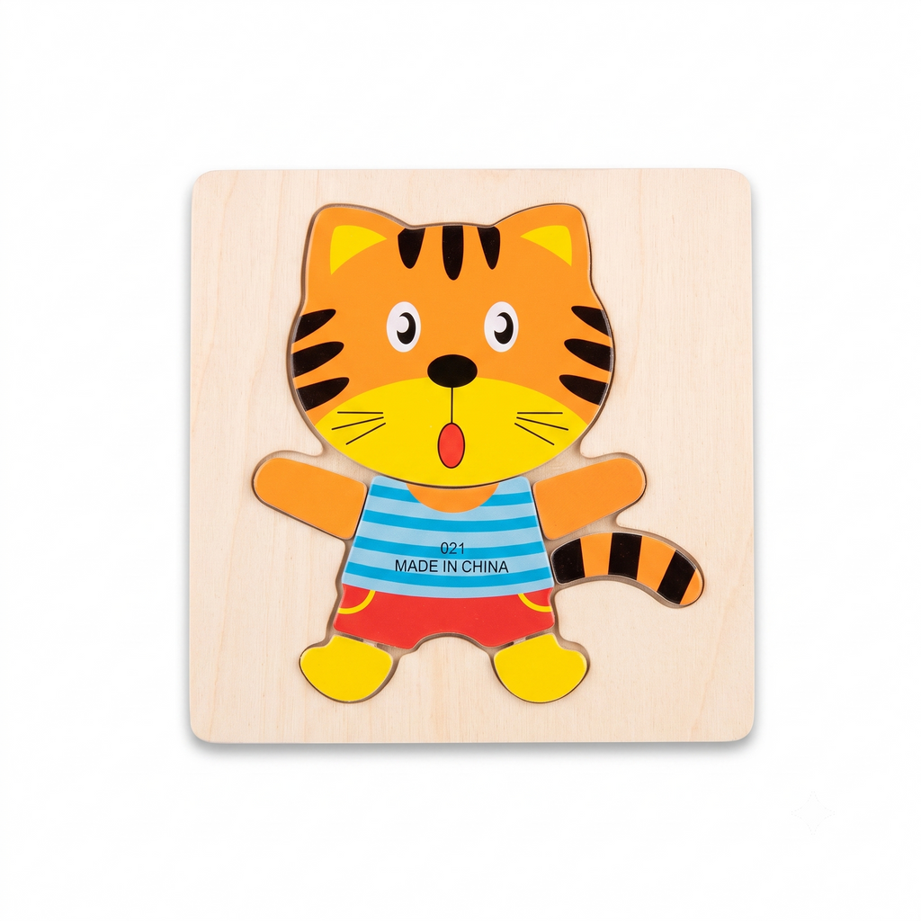 Wooden Cute Cat Character Inset Puzzle