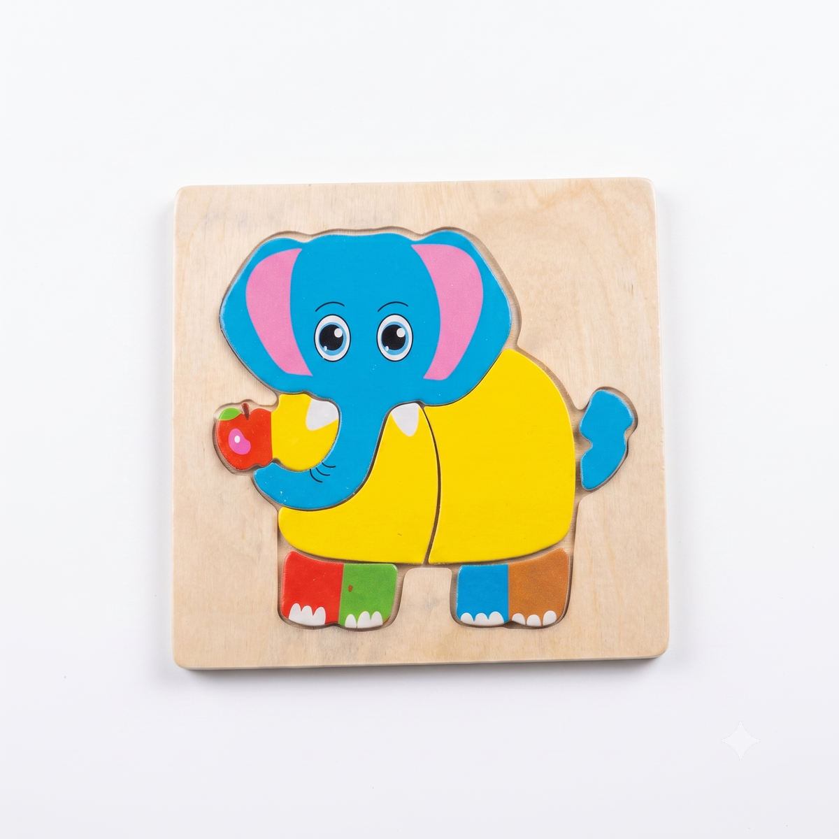Wooden Cute Elephant Character Inset Puzzle