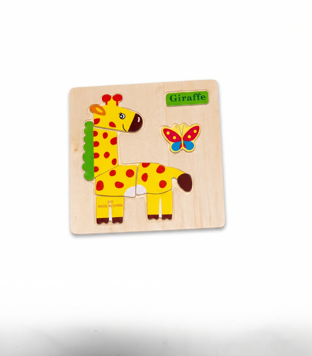Wooden Cute Giraffe Character Inset Puzzle
