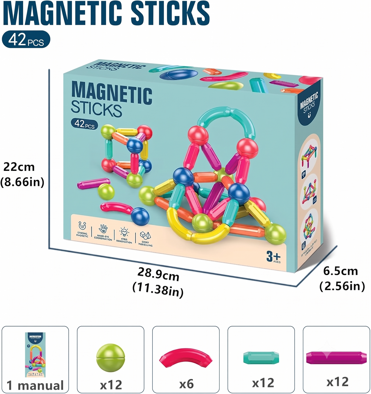 42-Piece Magnetic Sticks & Balls Building Set