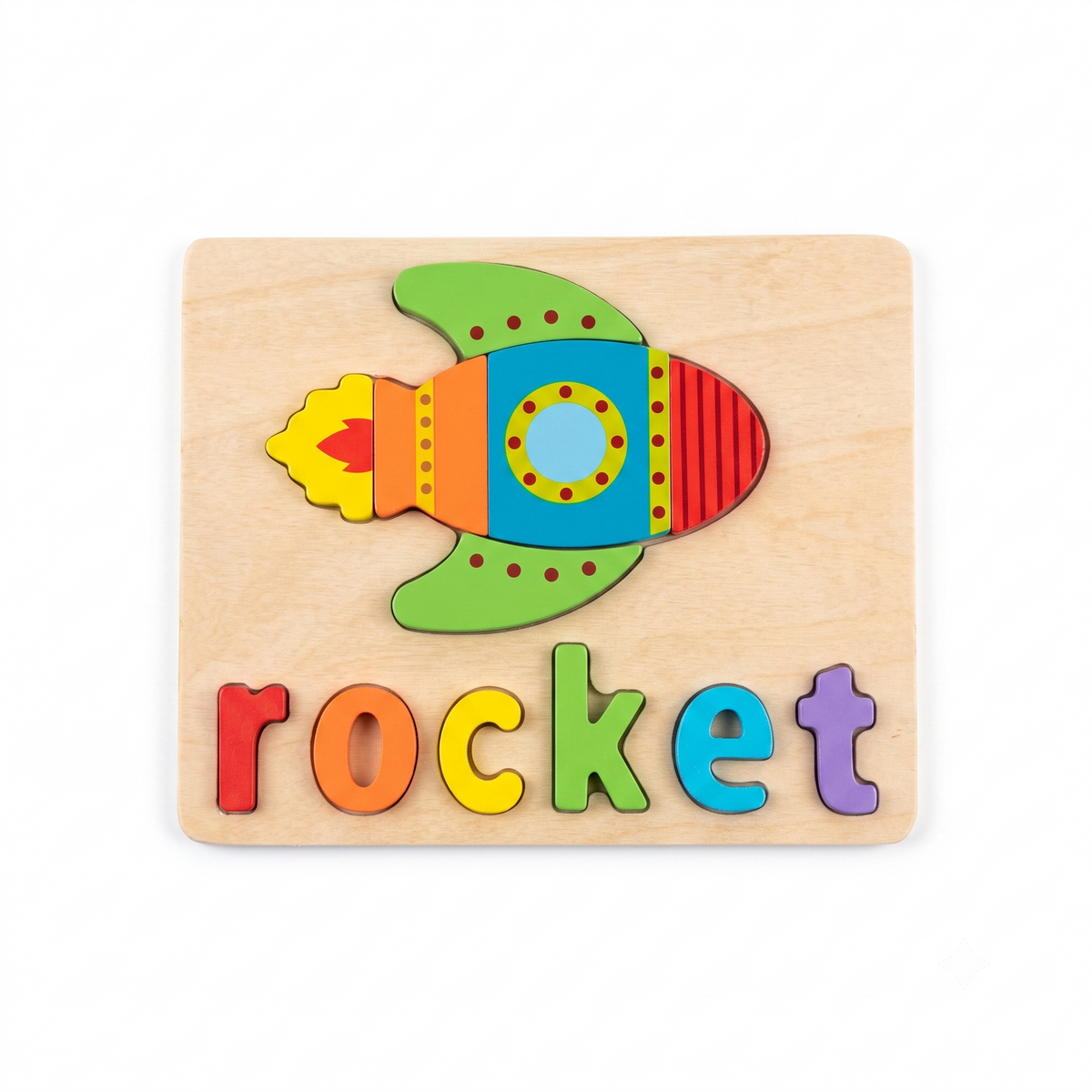 Wooden Rocket & Word Spelling Puzzle