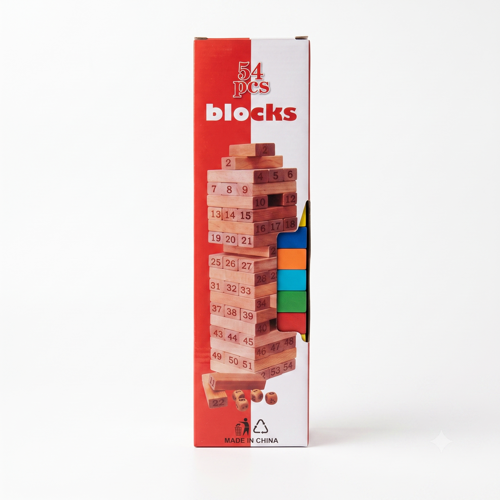 54-Piece Jenga Stacking Tower Game with Dice