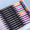 Touch Dual-Tip Marker Pens Set with Zippered Canvas Carrying Case