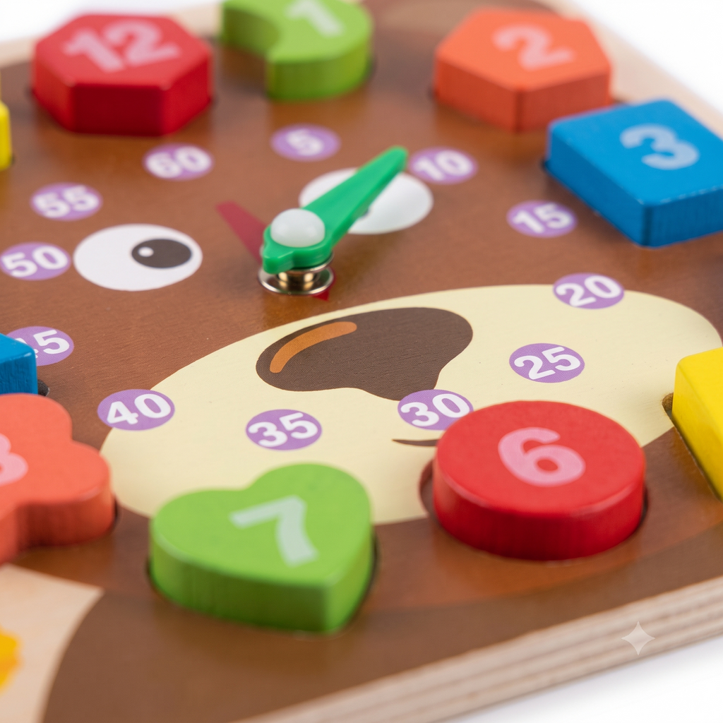 Wooden Bear Shape Sorting Clock – The Fun Way to Master Time, Shapes & Numbers