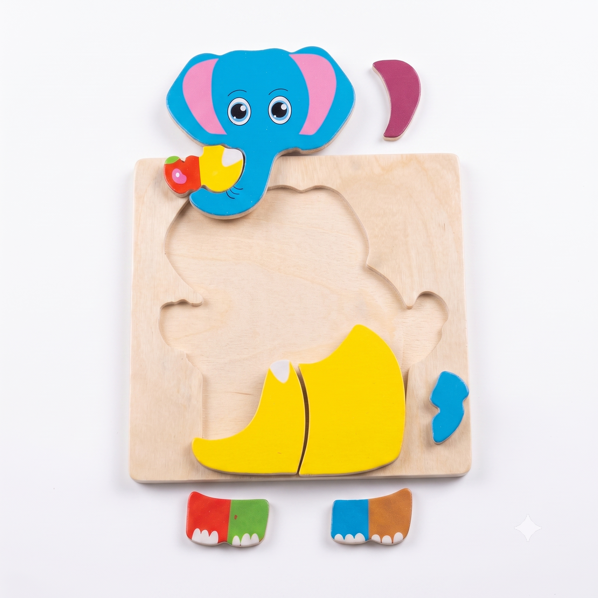 Wooden Cute Elephant Character Inset Puzzle