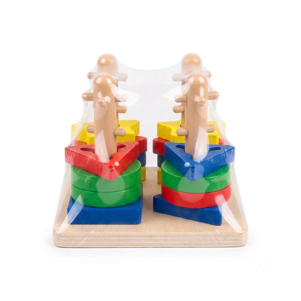 4-in-1 Wooden Geometric Twist & Sort Column Stacker