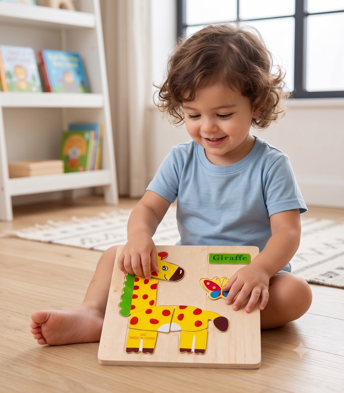 Wooden Cute Giraffe Character Inset Puzzle