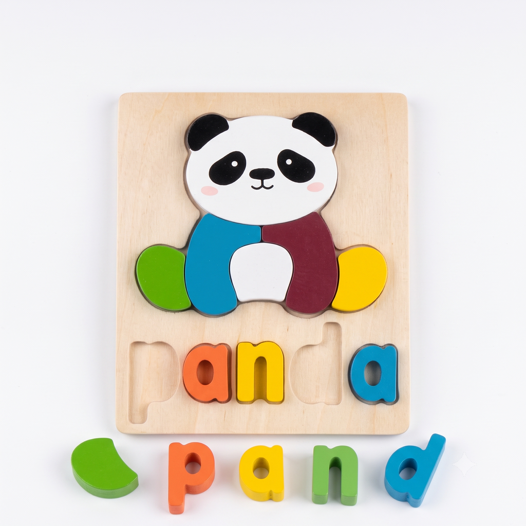 Wooden Panda & Word Spelling Puzzle