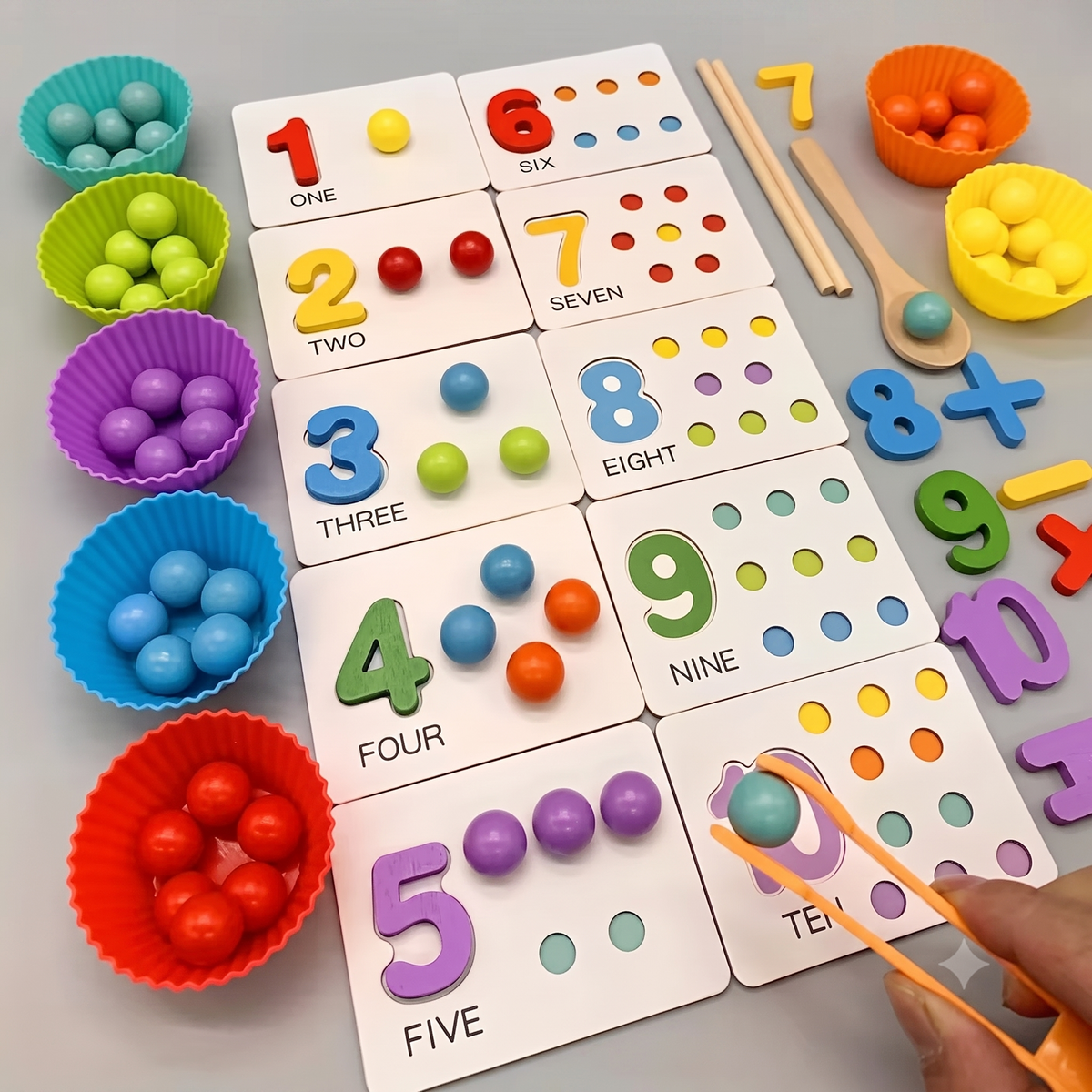 Wooden Clamp Beads Math Game