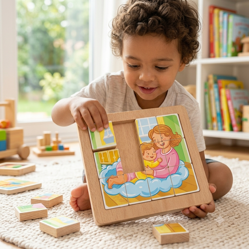 Wooden Baby Grid & Word Spelling Puzzle