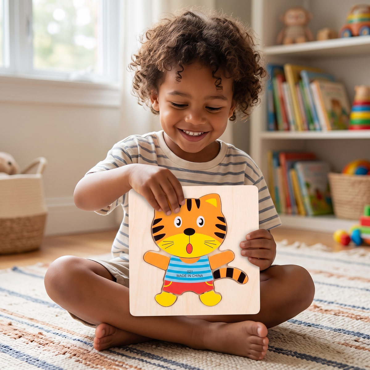 Wooden Cute Cat Character Inset Puzzle