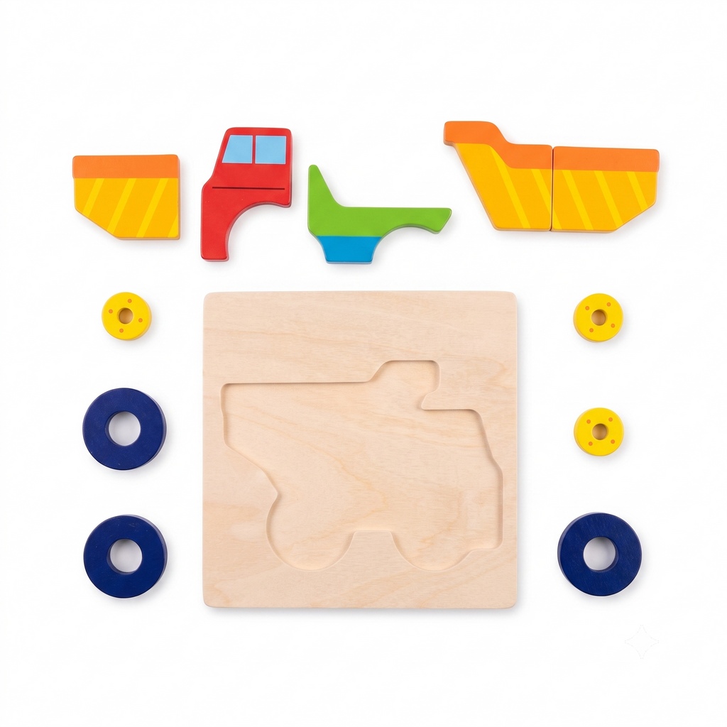 Wooden Dump Truck Vehicle Inset Puzzle