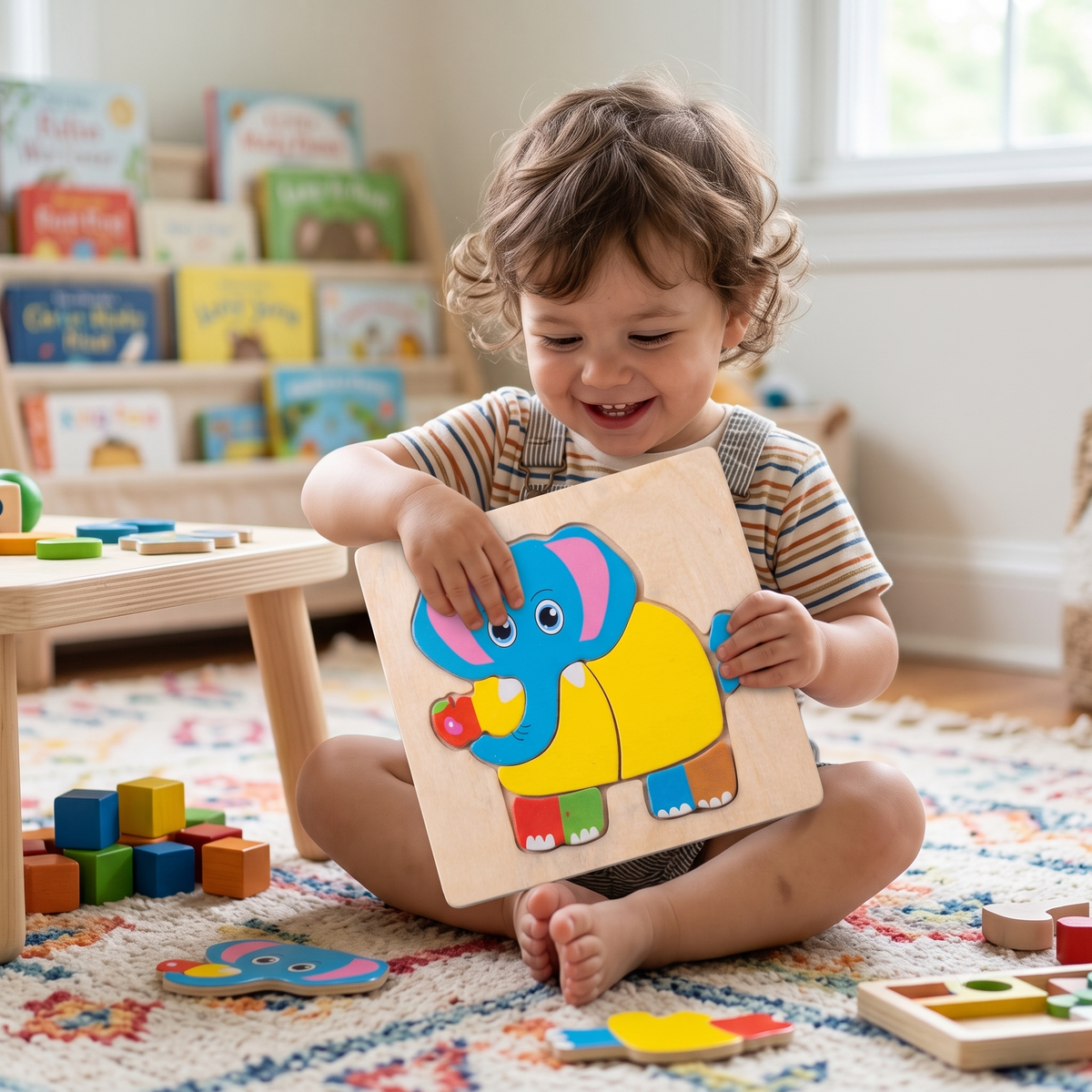 Wooden Cute Elephant Character Inset Puzzle
