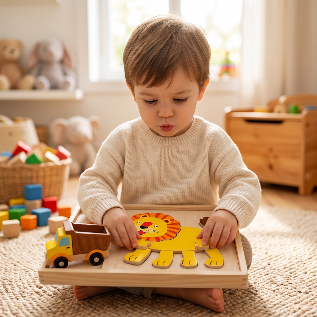 Wooden Friendly Lion Character Inset Puzzle