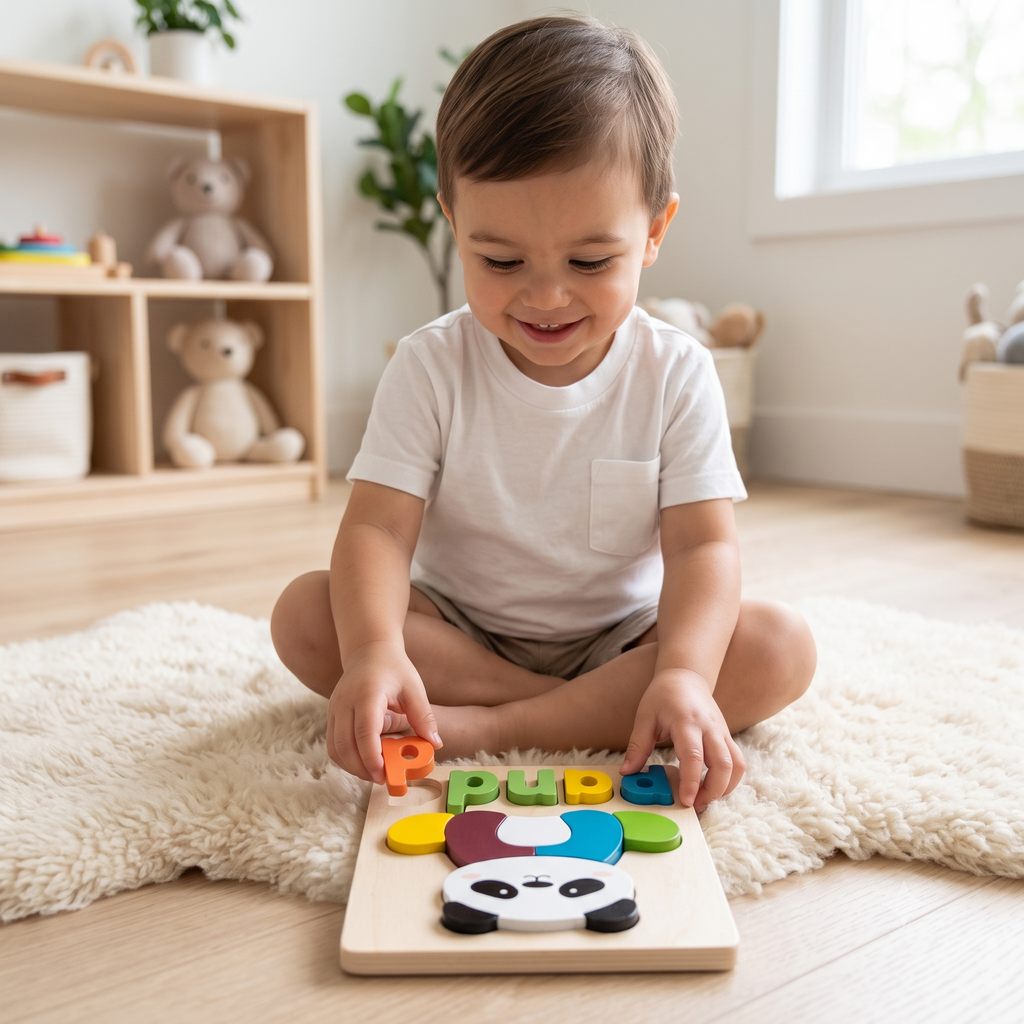 Wooden Panda & Word Spelling Puzzle