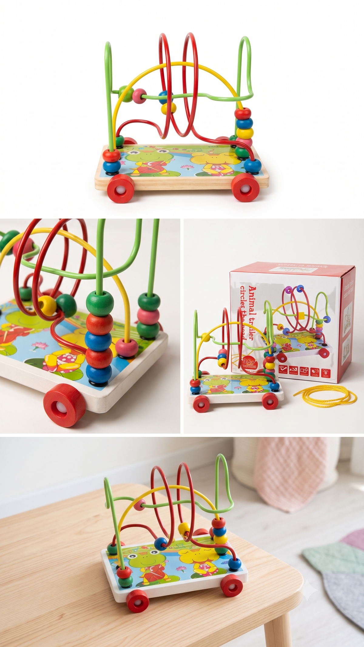 2-in-1 Wooden Bead Maze Pull Toy
