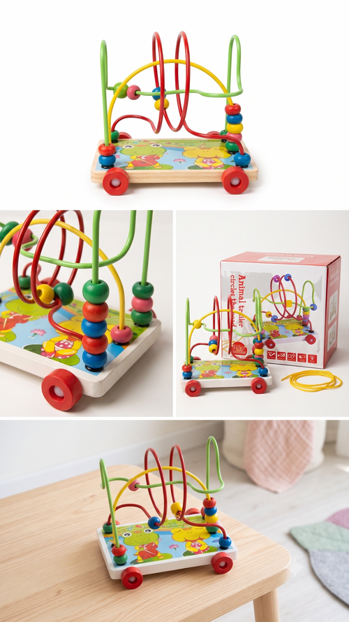 2-in-1 Wooden Bead Maze Pull Toy