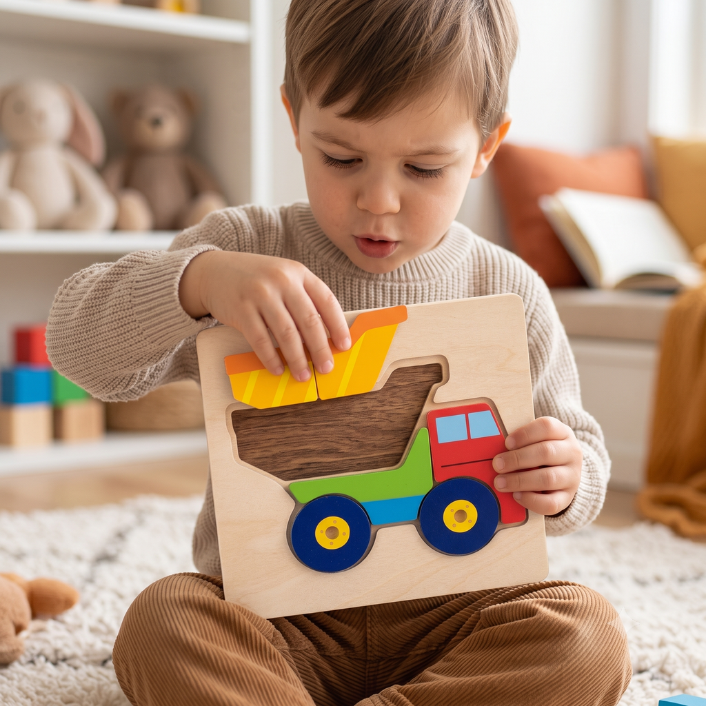 Wooden Dump Truck Vehicle Inset Puzzle
