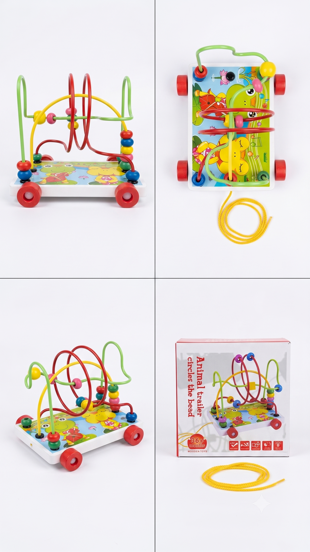 2-in-1 Wooden Bead Maze Pull Toy