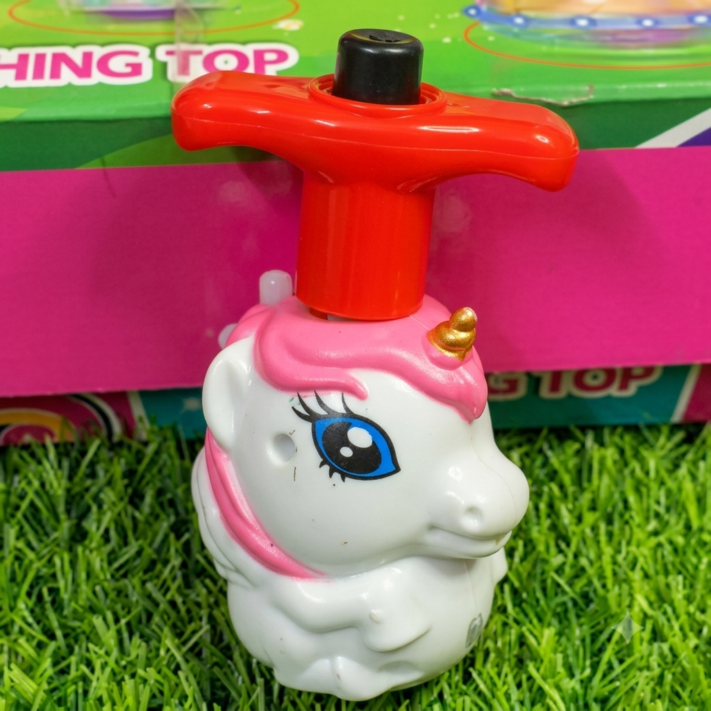 Flashing Unicorn Spinning Top Toy with Light & Sound Effects