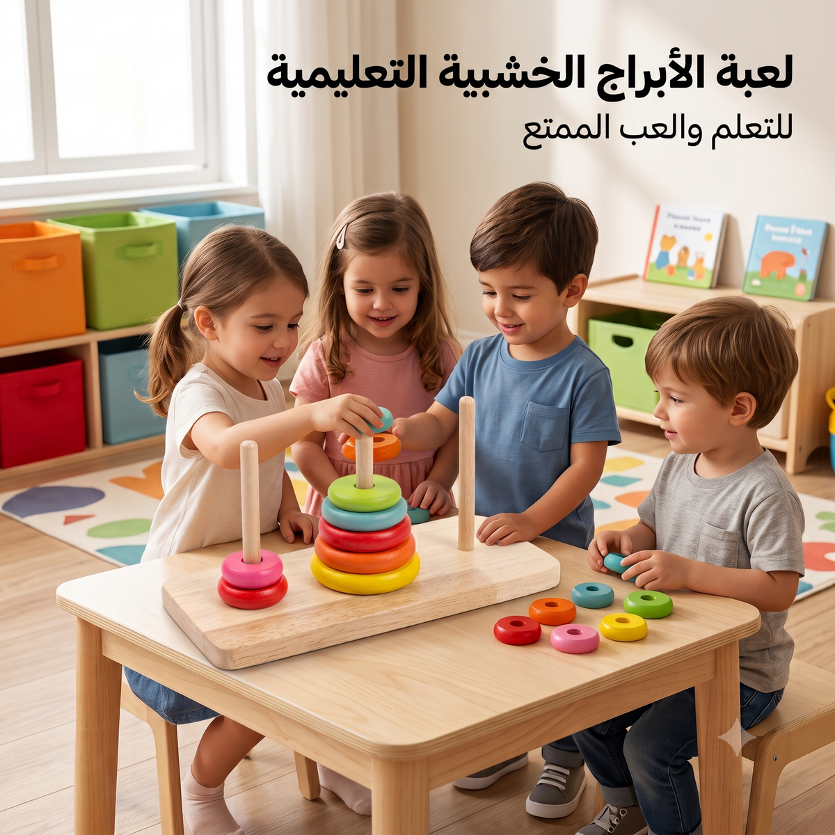 Montessori Wooden Ring Stacking Tower